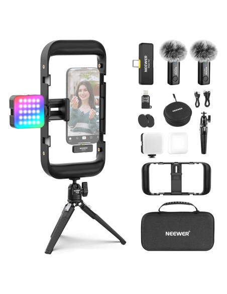Kit de Vlogging NEEWER con Luz LED RGB y Micrófono Inalámbrico Kit de Vlogging NEEWER con Luz LED RGB y Micrófono Inalámbrico