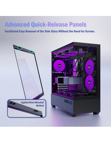 Caja de PC KEDIERS G7 ATX Negra con Ventiladores ARGB 5x120mm