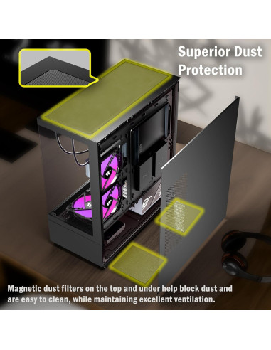 Caja de PC KEDIERS G7 ATX Negra con Ventiladores ARGB 5x120mm