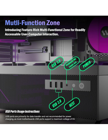 Caja de PC KEDIERS G7 ATX Negra con Ventiladores ARGB 5x120mm