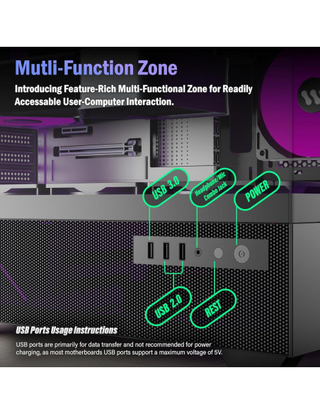 Caja de PC KEDIERS G7 ATX Negra con Ventiladores ARGB 5x120mm