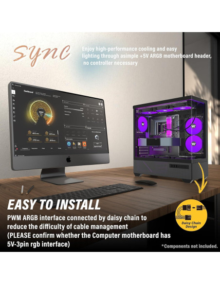 Caja de PC KEDIERS G7 ATX Negra con Ventiladores ARGB 5x120mm