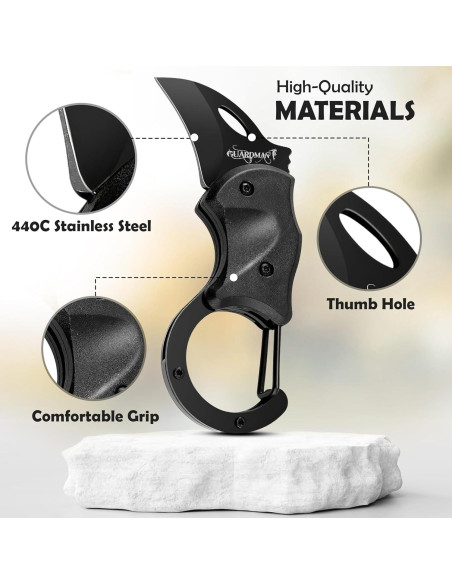 Cuchillo Plegable EDC GUARDMAN con Carabiner y Clip - 10 cm Cuchillo Plegable EDC GUARDMAN con Carabiner y Clip - 10 cm