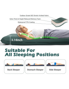 Colchoneta de Camping Autoinflable DOYXC 200x70 cm Espuma Memoria 2