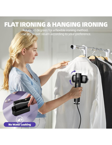 Vaporizador de Ropa Hetaoe 1000W Portátil 100ml Negro