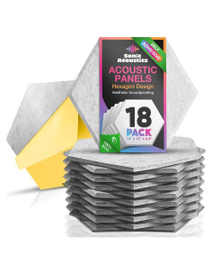 Paneles Acústicos Hexagonales Sonic Acoustics 18 Pzs 35.5x30.5cm