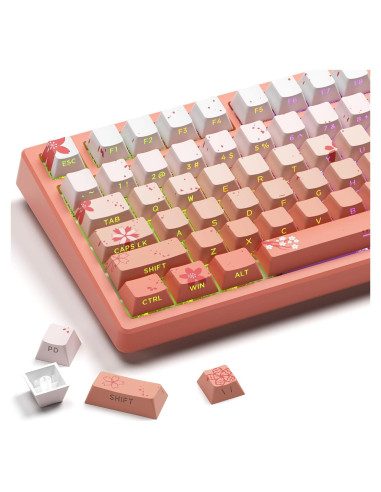 Conjunto de Teclas Mecánicas GMKWTL PBT Flores de Cerezo 132 Teclas