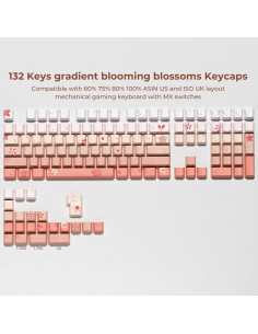 Conjunto de Teclas Mecánicas GMKWTL PBT Flores de Cerezo 132 Teclas 2