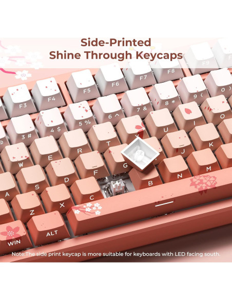 Conjunto de Teclas Mecánicas GMKWTL PBT Flores de Cerezo 132 Teclas