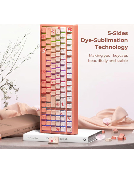 Conjunto de Teclas Mecánicas GMKWTL PBT Flores de Cerezo 132 Teclas