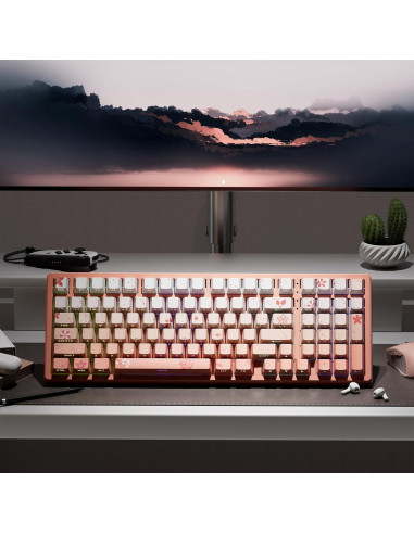 Conjunto de Teclas Mecánicas GMKWTL PBT Flores de Cerezo 132 Teclas