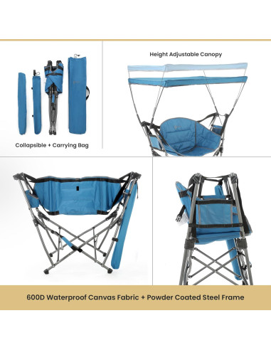 Hamaca Plegable Portátil Arrowhead Outdoor con Toldo Azul