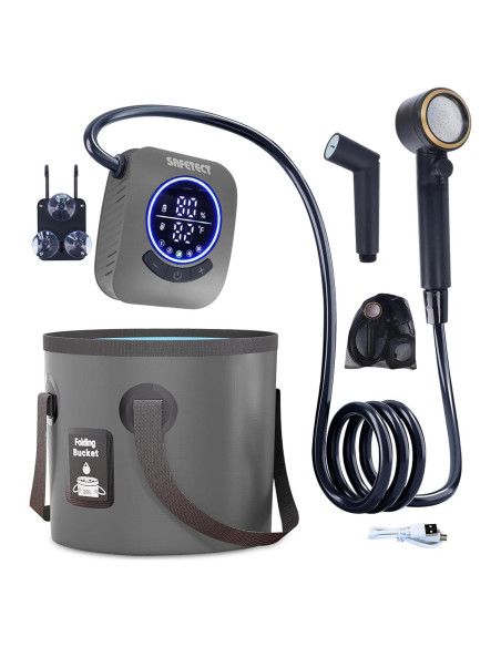 Bomba de Ducha Portátil Safetect A2501, 8000mAh, 5 Modos