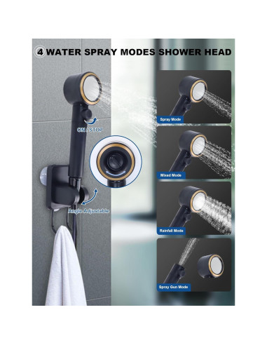 Bomba de Ducha Portátil Safetect A2501, 8000mAh, 5 Modos