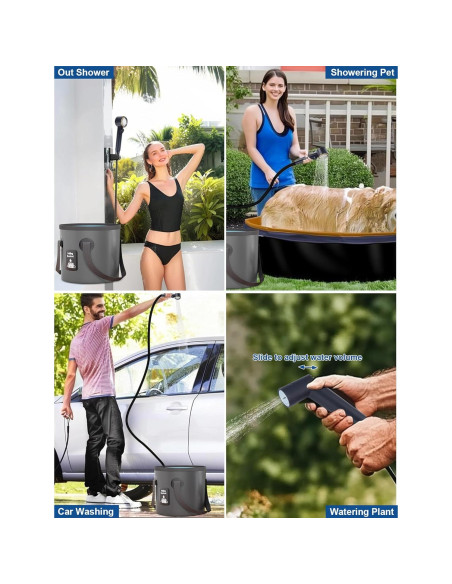 Bomba de Ducha Portátil Safetect A2501, 8000mAh, 5 Modos