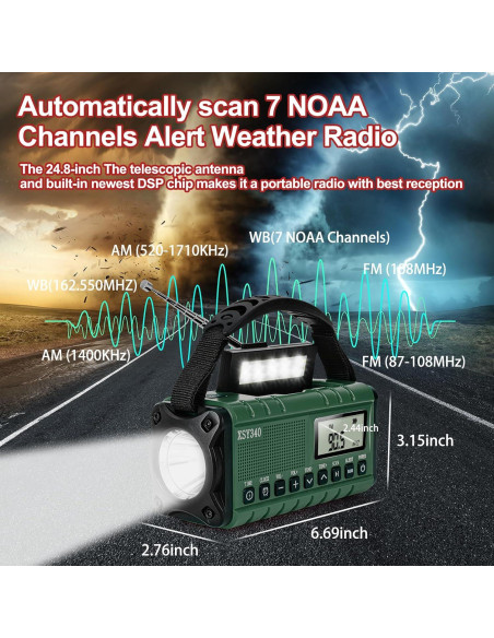 Radio Meteorológica NOAA Leaton Portátil con Carga Solar 10000mAh Radio Meteorológica NOAA Leaton Portátil con Carga Solar 10000mAh