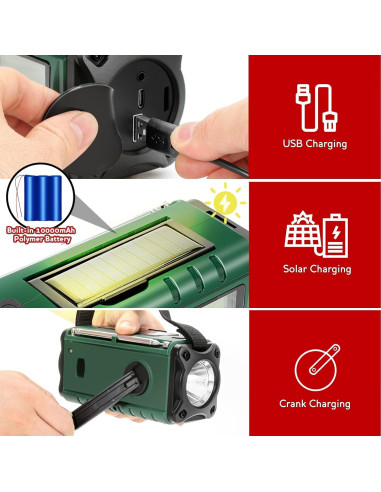 Radio Meteorológica NOAA Leaton Portátil con Carga Solar 10000mAh