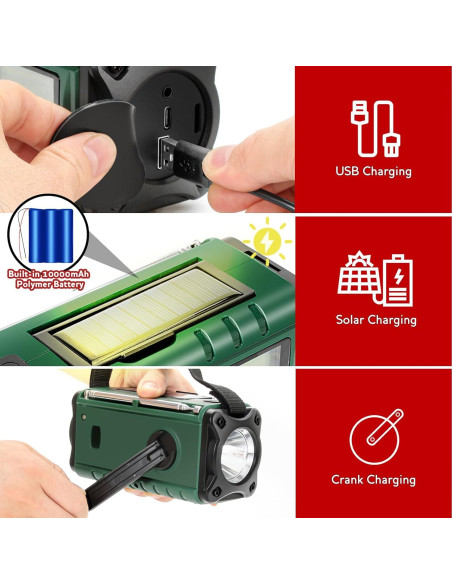 Radio Meteorológica NOAA Leaton Portátil con Carga Solar 10000mAh Radio Meteorológica NOAA Leaton Portátil con Carga Solar 10000mAh