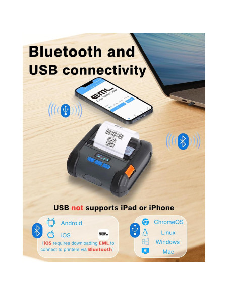 Impresora Térmica ZYWELL ZM04 Mini Inalámbrica 58mm/80mm