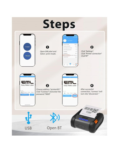 Impresora Térmica ZYWELL ZM04 Mini Inalámbrica 58mm/80mm