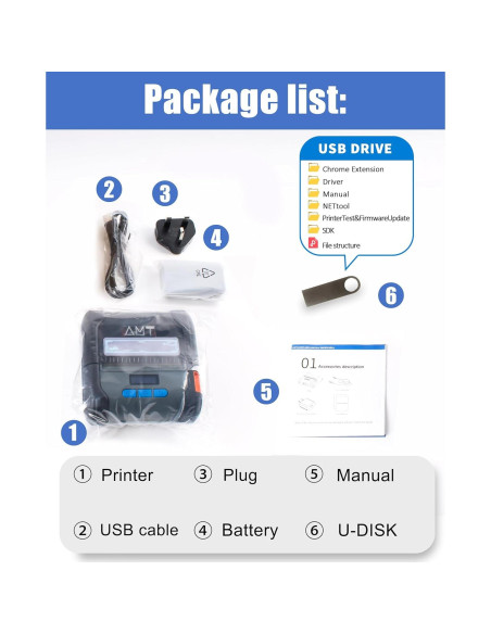 Impresora Térmica ZYWELL ZM04 Mini Inalámbrica 58mm/80mm