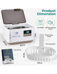 Limpiadora Ultrasónica de Joyas ZRA 600ml 48KHz 5 Modos 2