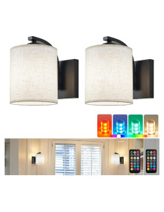 Juego de 2 Apliques de Pared Recargables LED A1A9 Negro