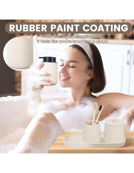 Juego de Accesorios de Baño Beige Deobath - 4 Piezas