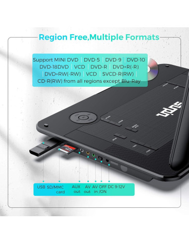 Reproductor de DVD Portátil SUNPIN 15.6" HD Batería 6h
