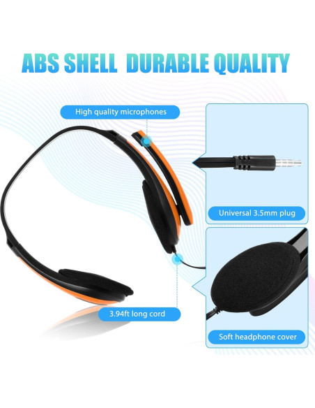 Auriculares de Aula Yunsailing 20 Pcs con Micrófono 3.5mm Auriculares de Aula Yunsailing 20 Pcs con Micrófono 3.5mm