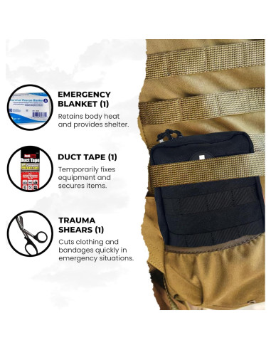 Kit de Primeros Auxilios IFAK HMZ Medical con Torniquete CAT Negro