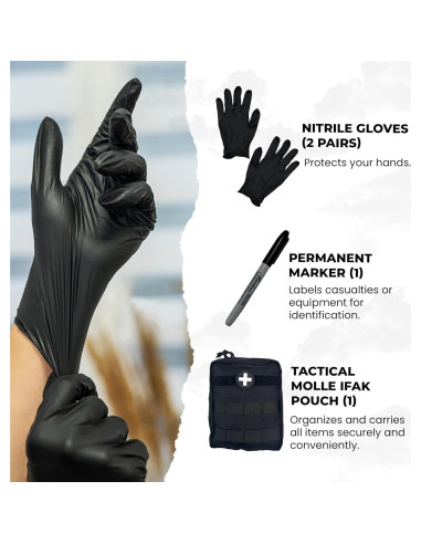 Kit de Primeros Auxilios IFAK HMZ Medical con Torniquete CAT Negro