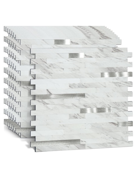 Azulejos de PVC Autoadhesivos Mijaro 8 Piezas Mármol Blanco