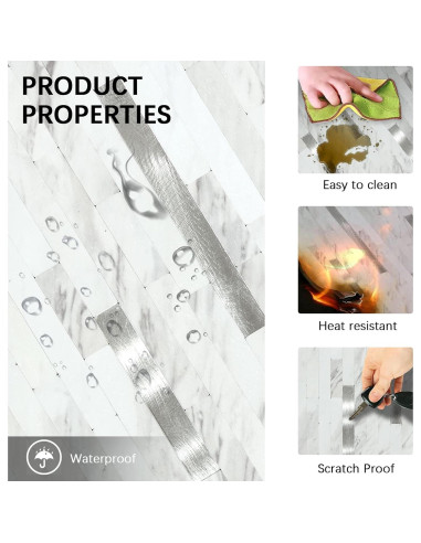 Azulejos de PVC Autoadhesivos Mijaro 8 Piezas Mármol Blanco