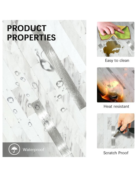 Azulejos de PVC Autoadhesivos Mijaro 8 Piezas Mármol Blanco