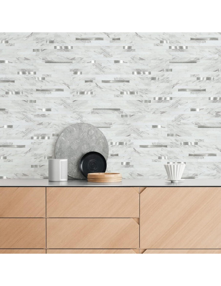 Azulejos de PVC Autoadhesivos Mijaro 8 Piezas Mármol Blanco