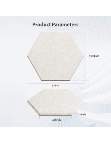Paquete de 12 Paneles Acústicos Amantech Hexagonales Beige 30.48x26.02 cm