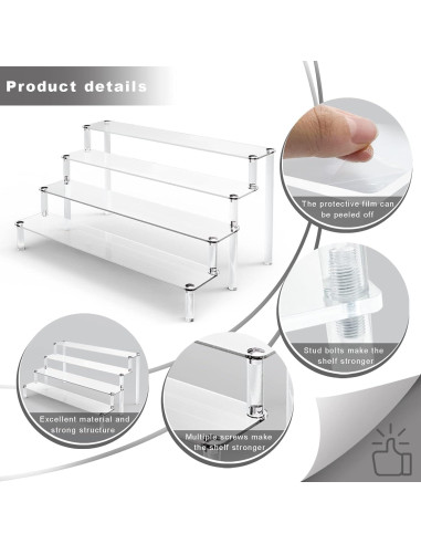 Soporte Acrílico de Exhibición ULENDIS 4 Niveles 40.6x31.5cm