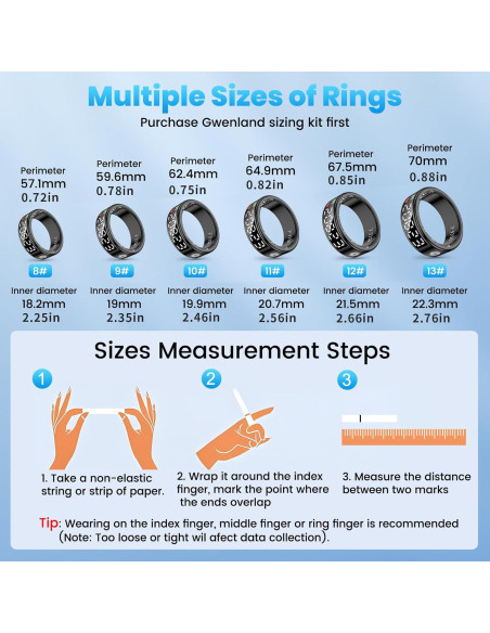 Anillo Inteligente de Salud Gwenland SR08 - Monitoreo Fitness