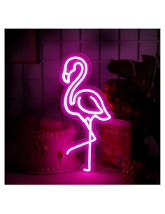 Letrero LED Neón Flamenco ROCEEI 40x18.5cm USB Decorativo