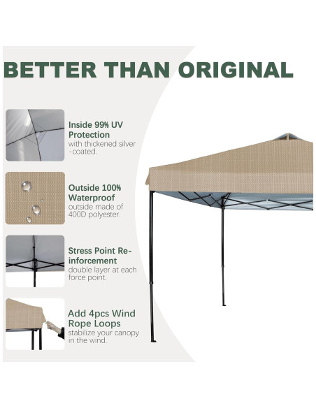 Cubierta de Reemplazo Toldo 10x10 JANCANOPY Beige Ripstop