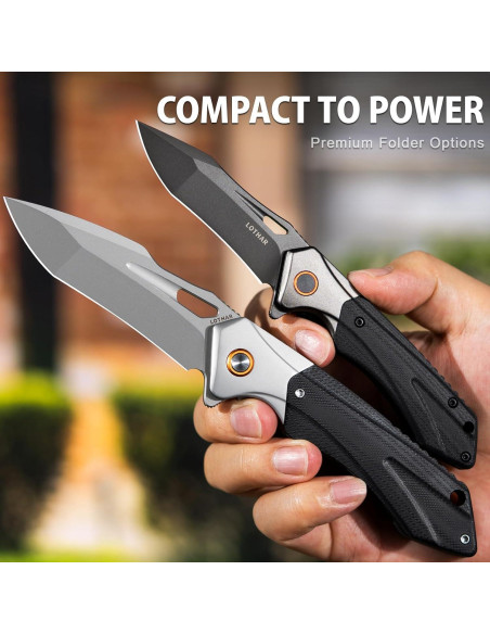 Cuchillo Plegable EDC LOTHAR D2 7.49 cm Negro para Camping