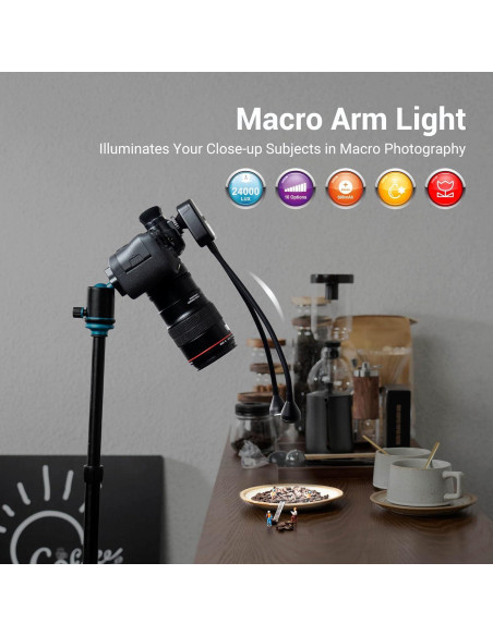 Luz Macro de Brazo JJC LED-ARM2 10 Niveles 5600K para Fotografía