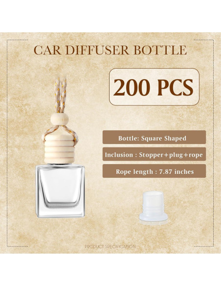 200 Botellas Difusoras de Vidrio BBTO 10ml con Tapa de Madera