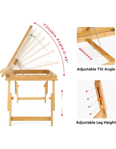 Mesa de Dibujo Ajustable Nnewvante de Bambú 60x35 cm
