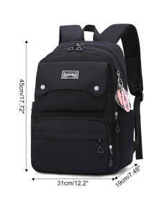 Mochila Escolar Casual JiaYou para Niñas 26L Negra 2