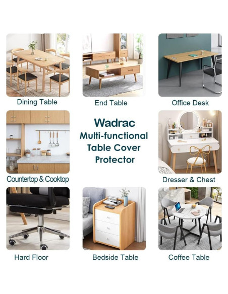 Protector de Mesa Rectangular Wadrac 55.88x111.76 cm PVC Transparente