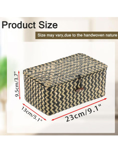 Cesta de Mimbre Hipiwe X-Pequeña con Tapa Negra Tejida a Mano 2