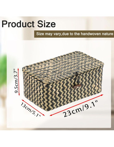 Cesta de Mimbre Hipiwe X-Pequeña con Tapa Negra Tejida a Mano