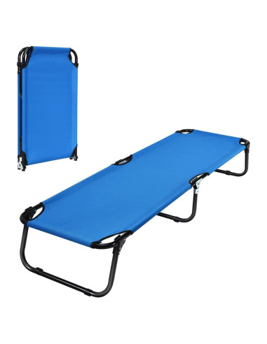 Cama de Camping Plegable Goplus 190.5x55.9 cm Azul